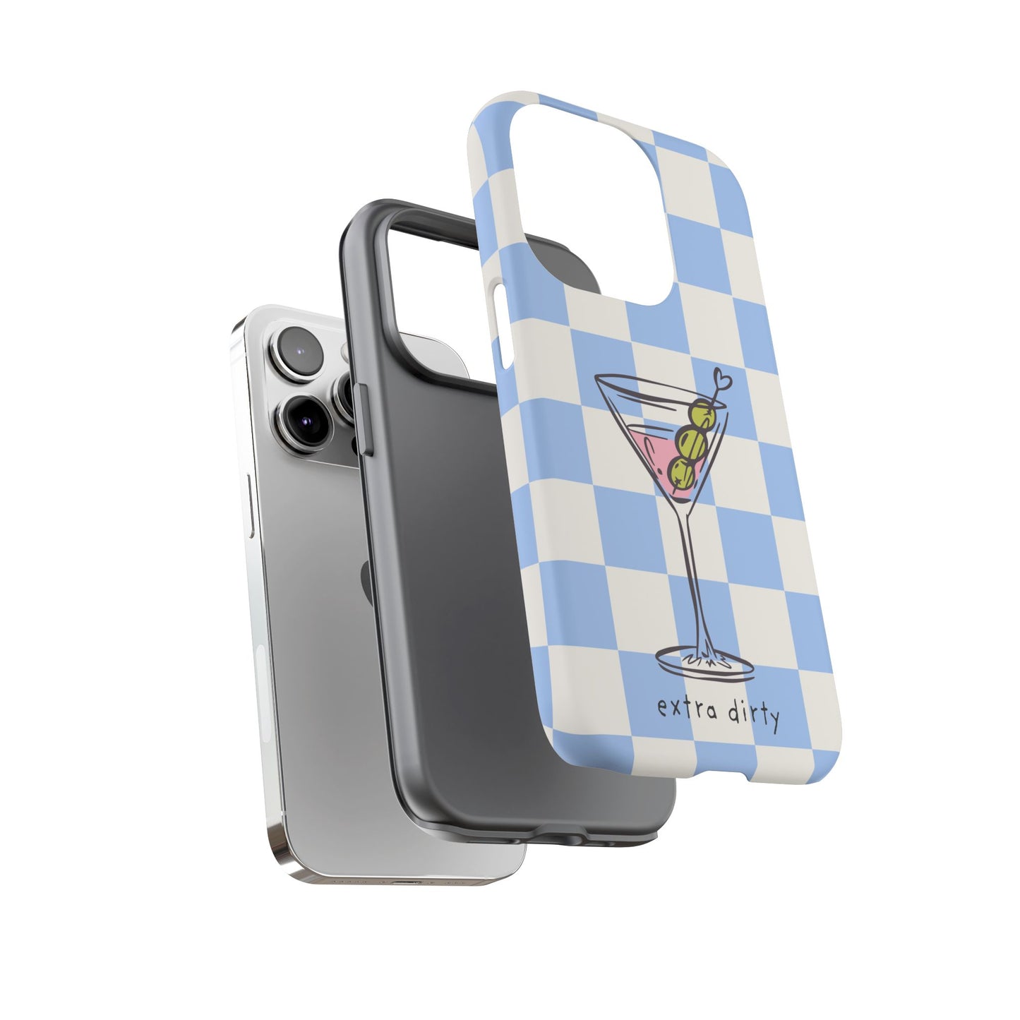Phone Case — Blue Check Martini "extra dirty" Design