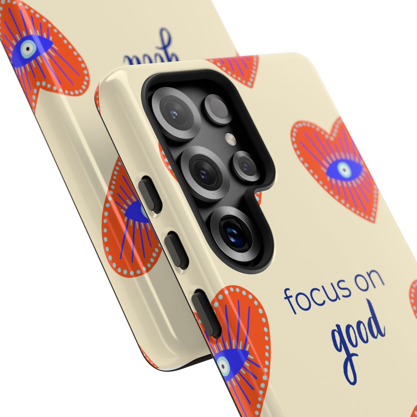 Phone Case — "Focus on Good" Heart Pattern Protective Case