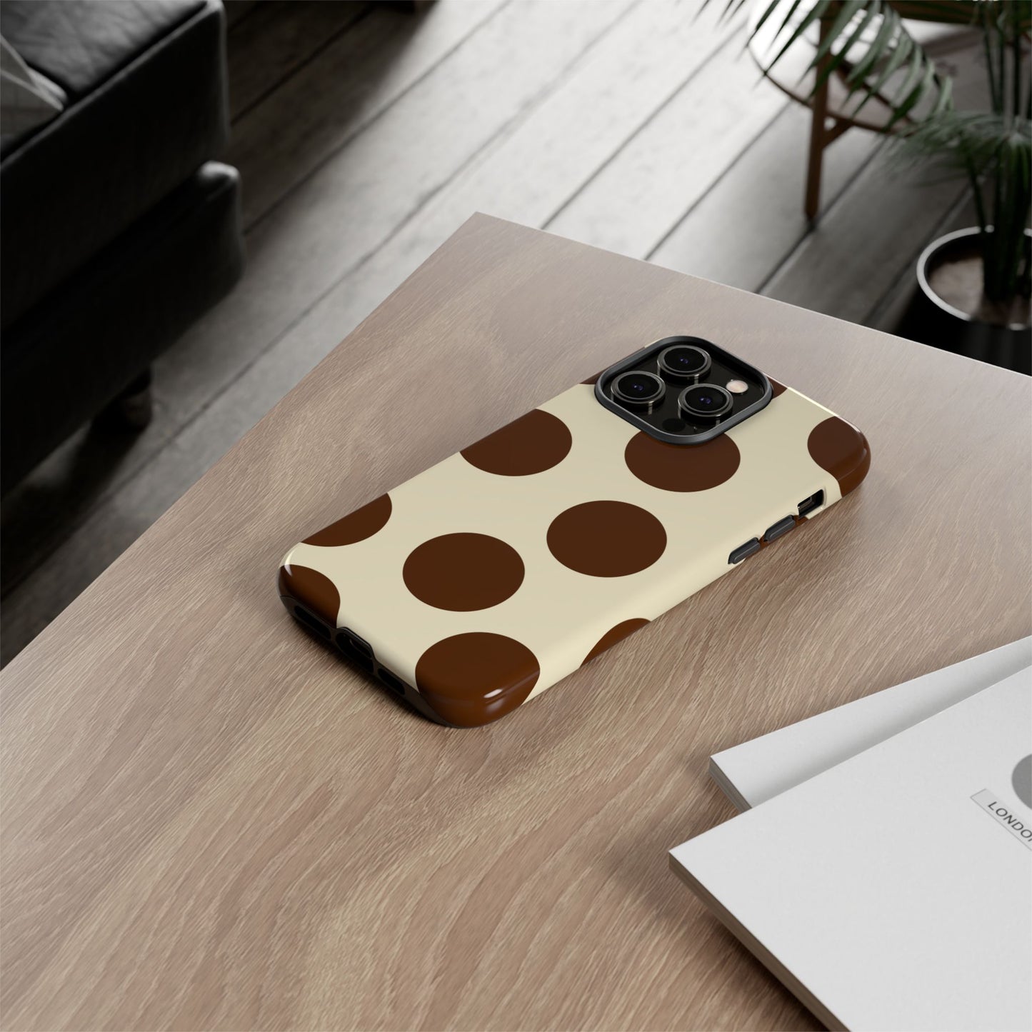 Brown Polka Dot Phone Case — Retro Large Dot Tough Case
