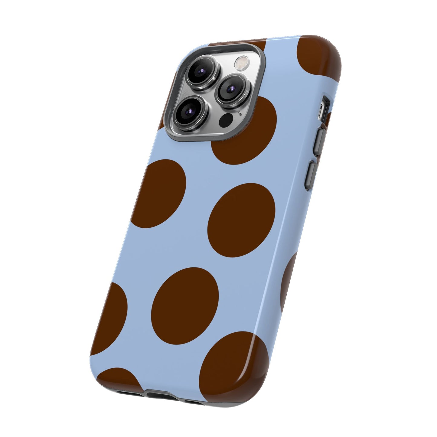 Phone Case - Blue with Brown Polka Dots (Tough Protective Phone Case)