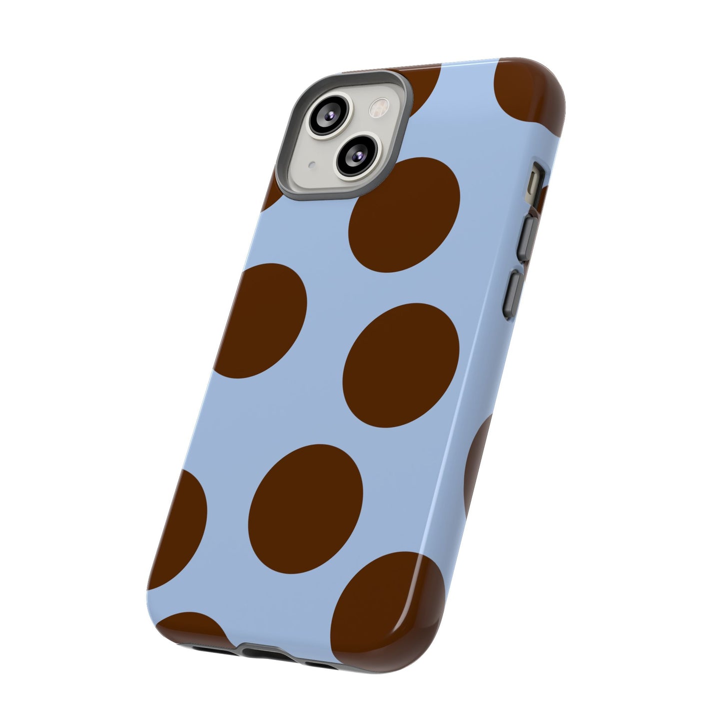 Phone Case - Blue with Brown Polka Dots (Tough Protective Phone Case)
