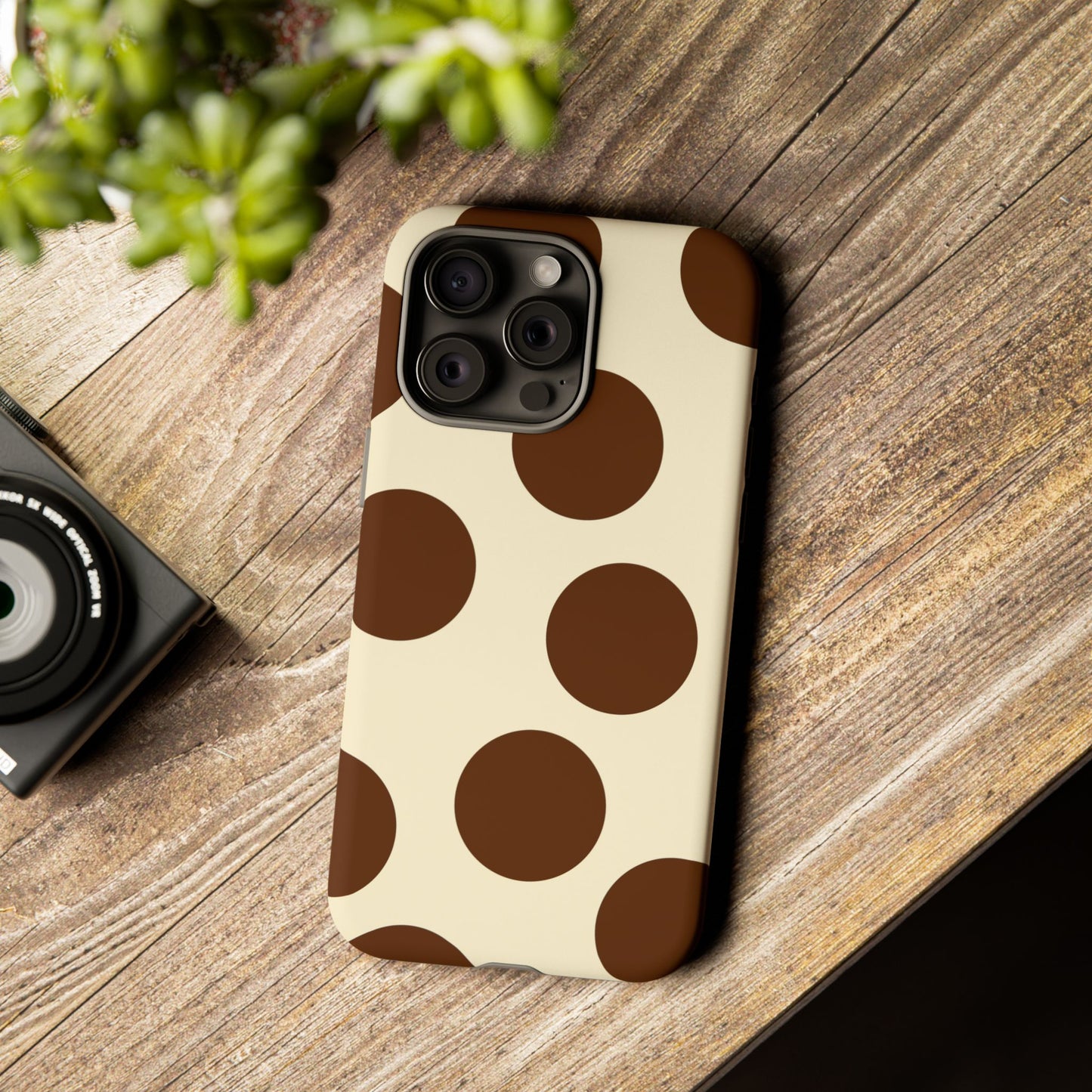 Brown Polka Dot Phone Case — Retro Large Dot Tough Case