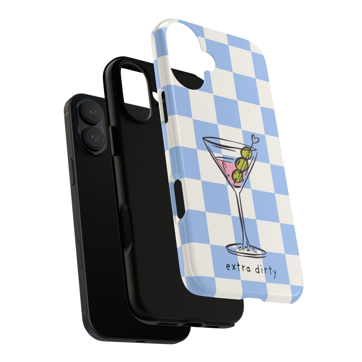 Phone Case — Blue Check Martini "extra dirty" Design