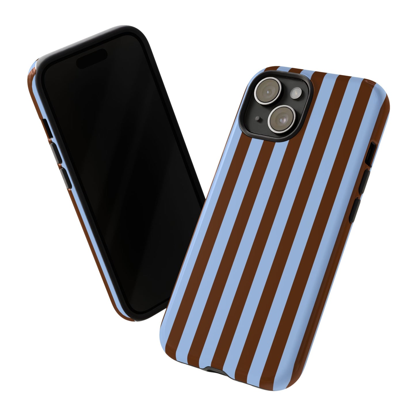 Blue & Brown Vertical Stripe Tough Phone Case — Durable Protective Cover