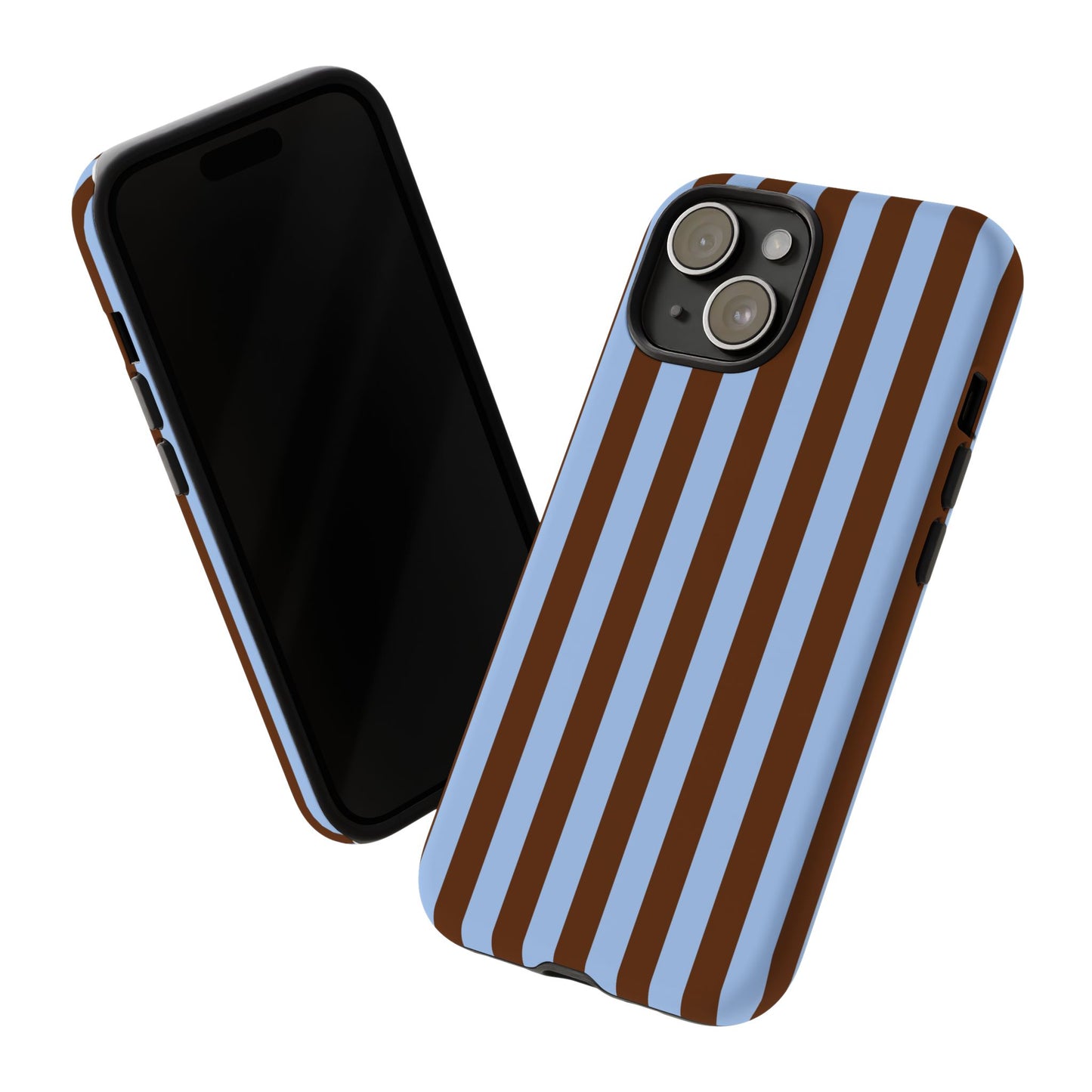 Blue & Brown Vertical Stripe Tough Phone Case — Durable Protective Cover