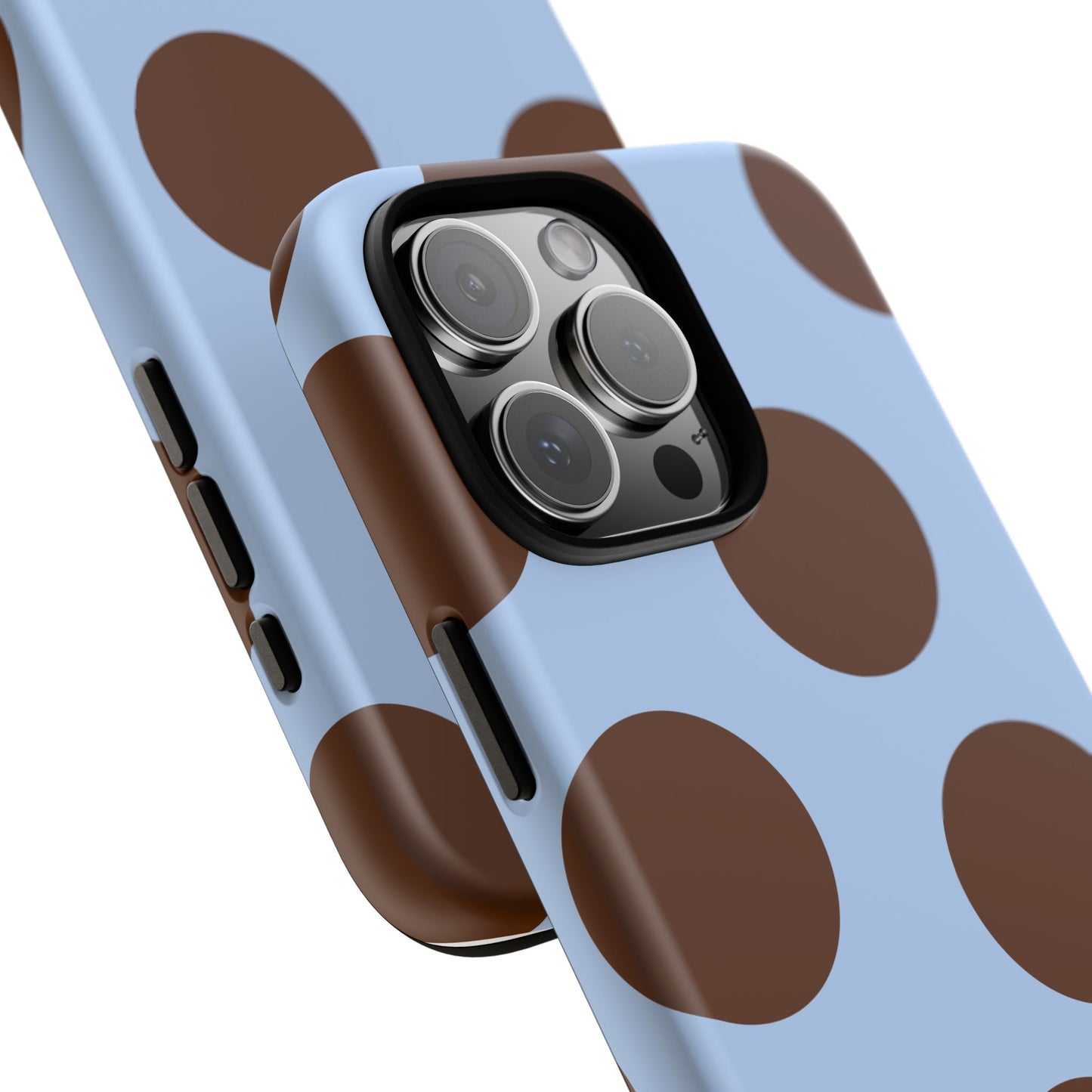 Phone Case - Blue with Brown Polka Dots (Tough Protective Phone Case)