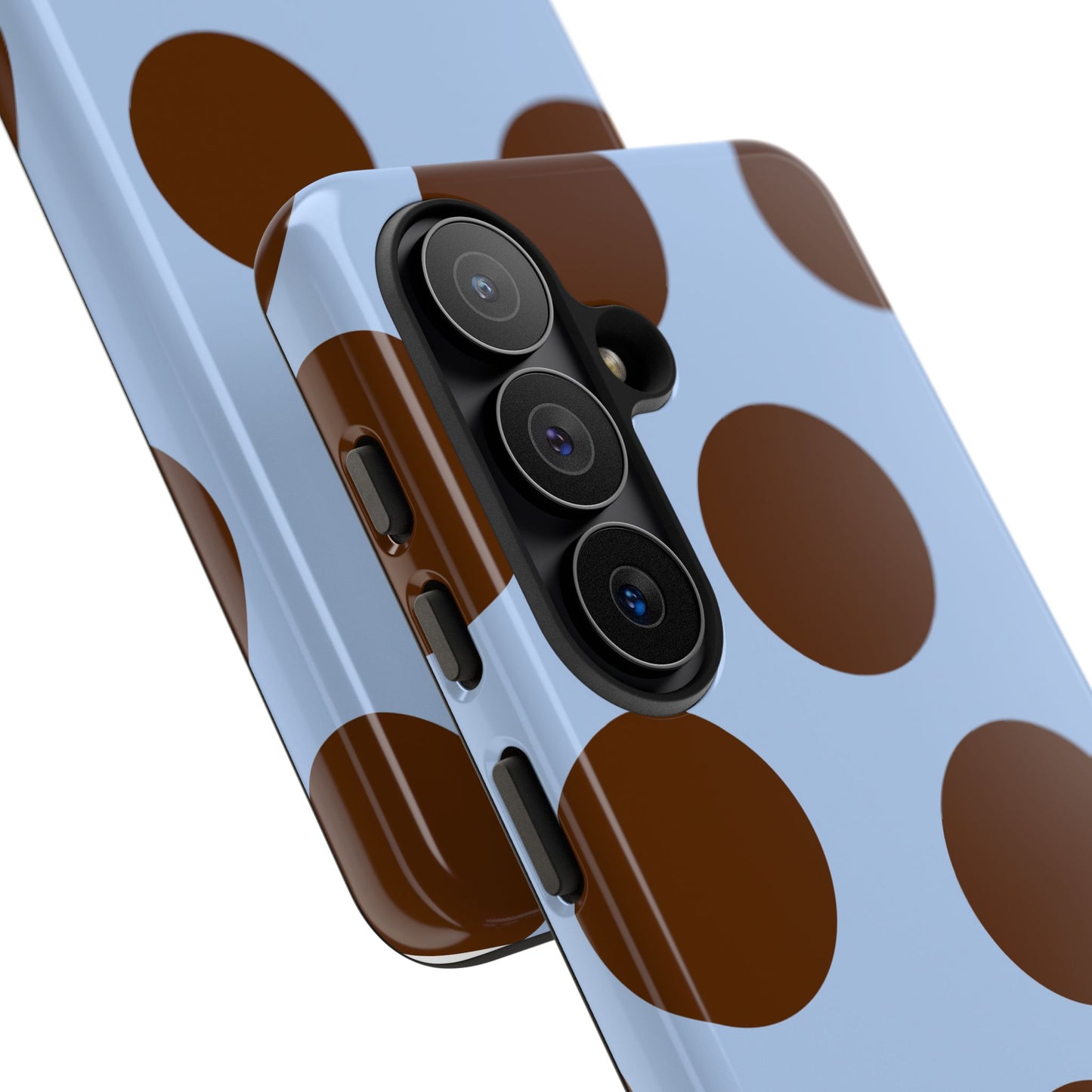 Phone Case - Blue with Brown Polka Dots (Tough Protective Phone Case)