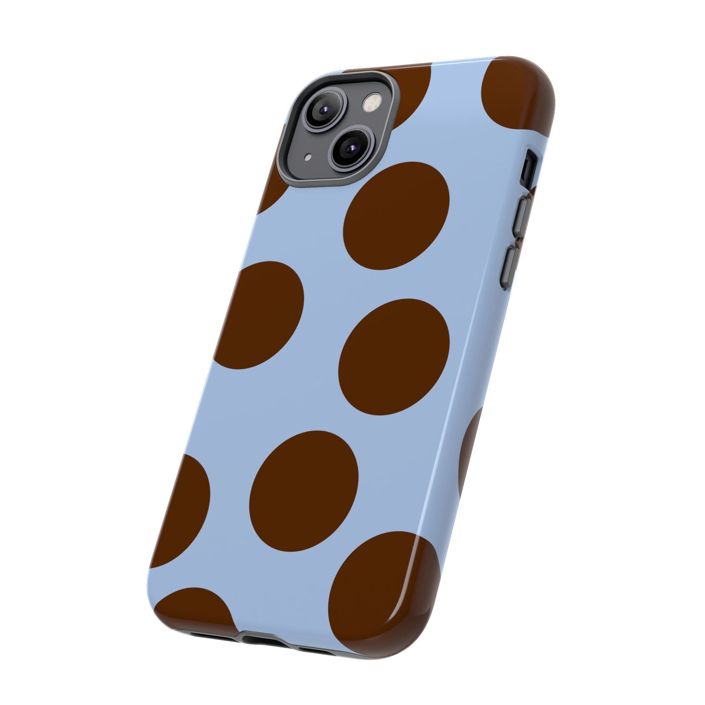 Phone Case - Blue with Brown Polka Dots (Tough Protective Phone Case)