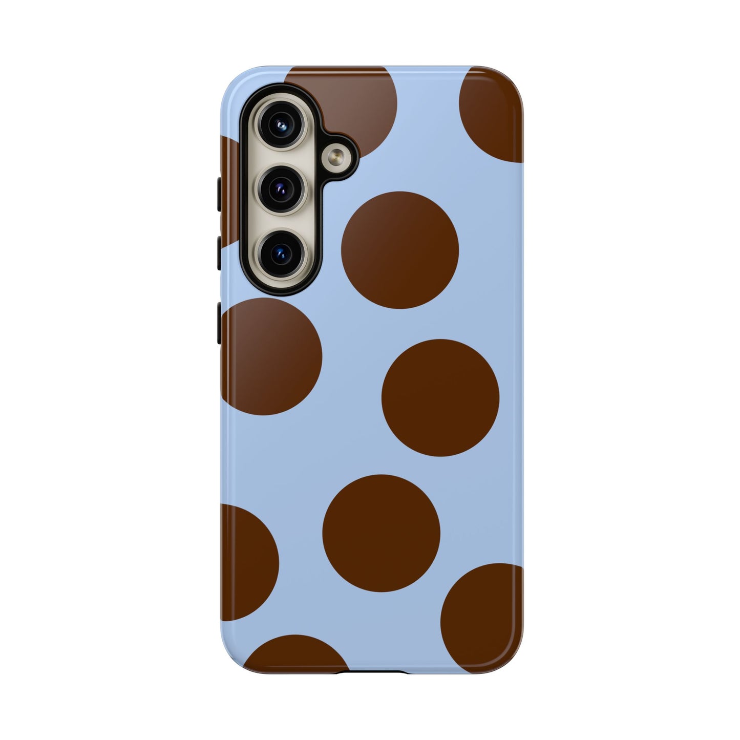 Phone Case - Blue with Brown Polka Dots (Tough Protective Phone Case)