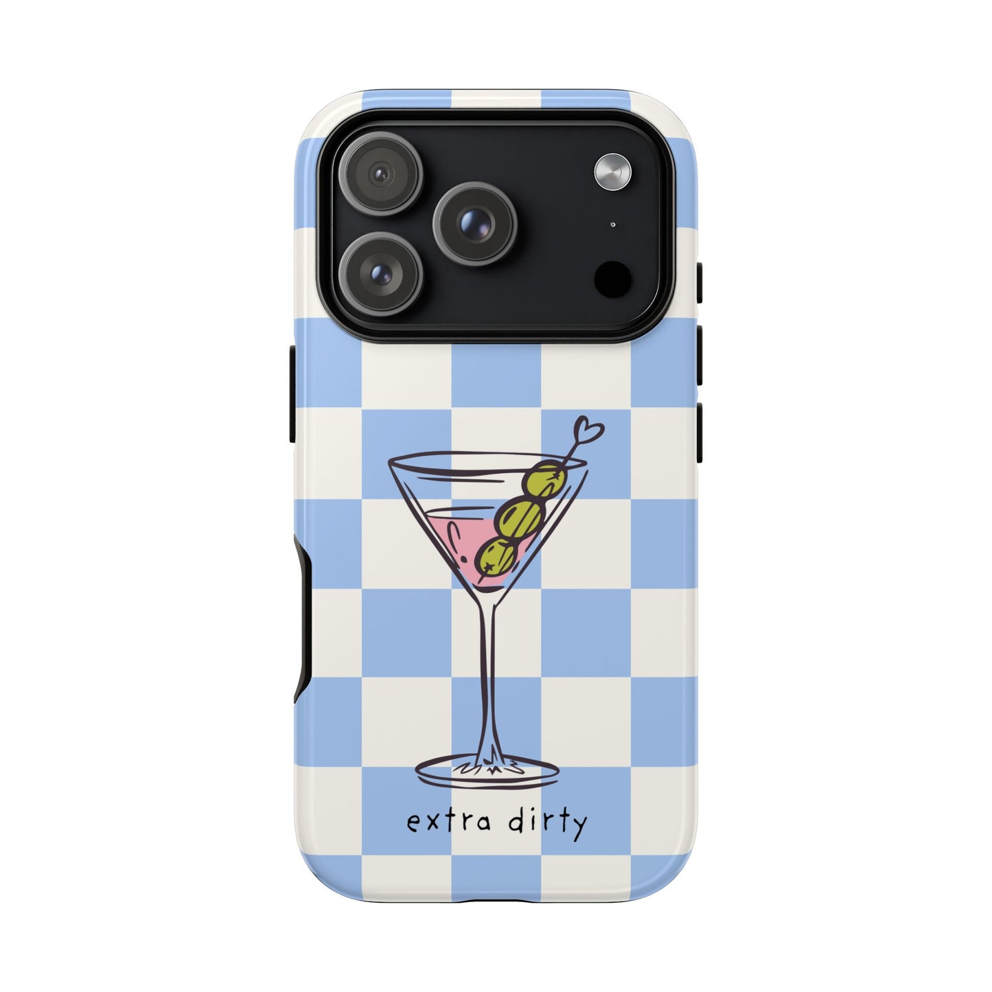 Phone Case — Blue Check Martini "extra dirty" Design