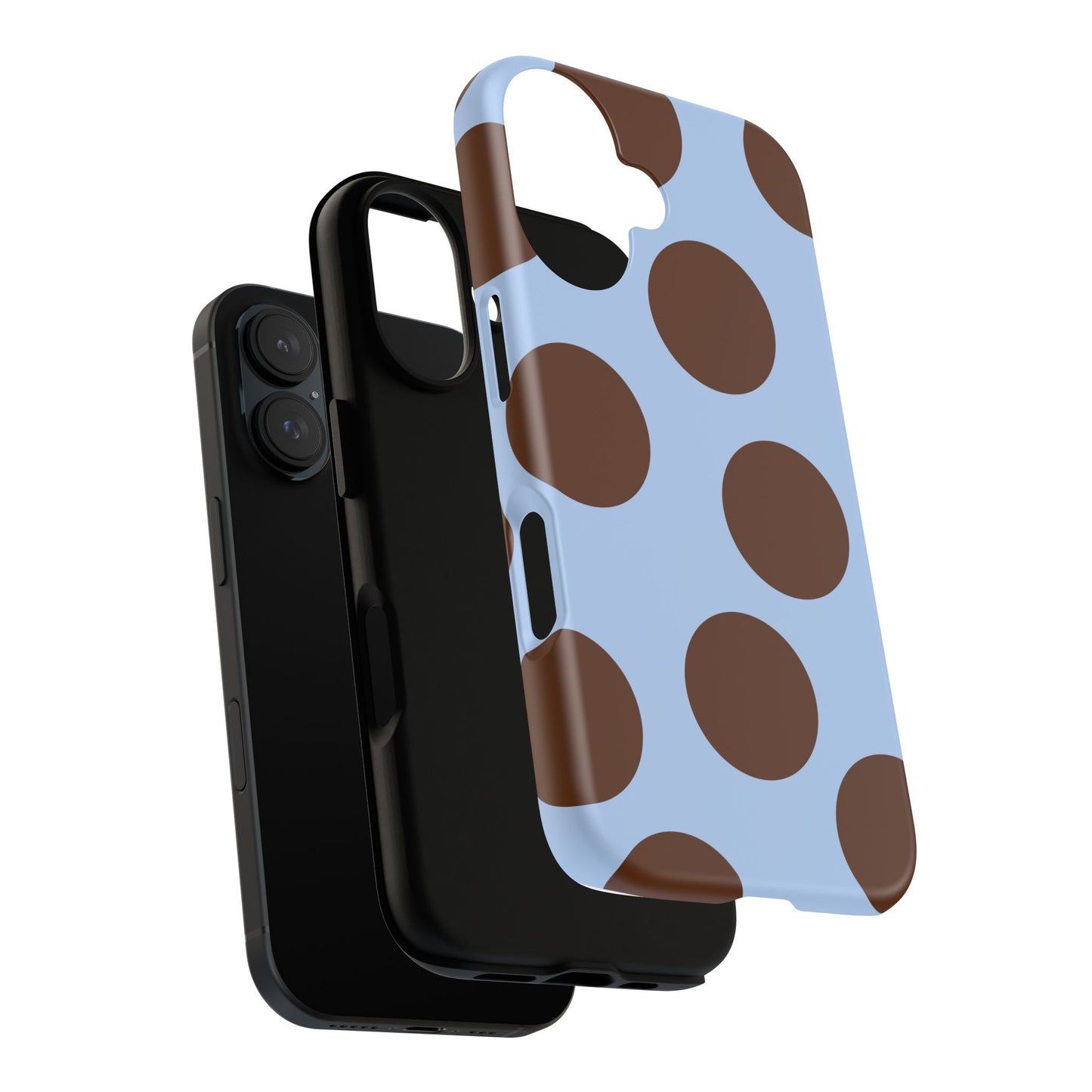 Phone Case - Blue with Brown Polka Dots (Tough Protective Phone Case)