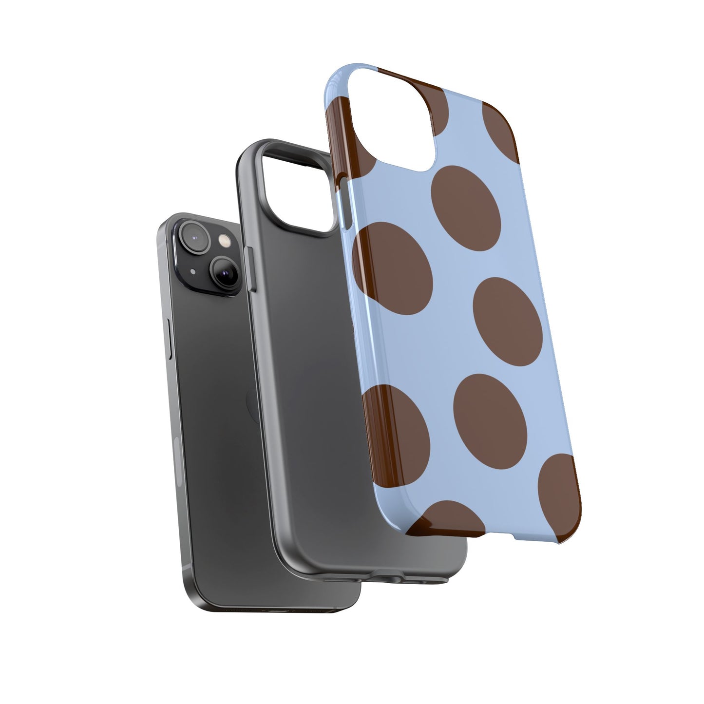 Phone Case - Blue with Brown Polka Dots (Tough Protective Phone Case)