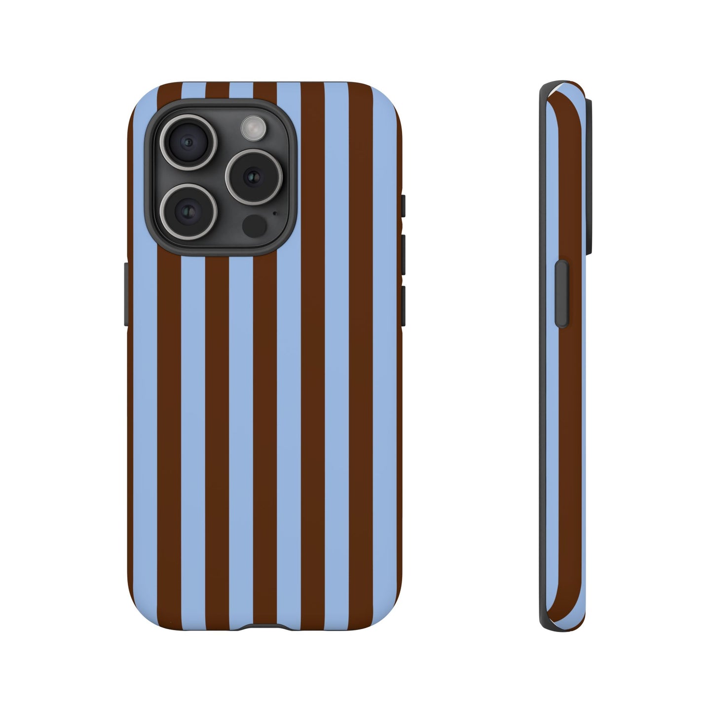 Blue & Brown Vertical Stripe Tough Phone Case — Durable Protective Cover