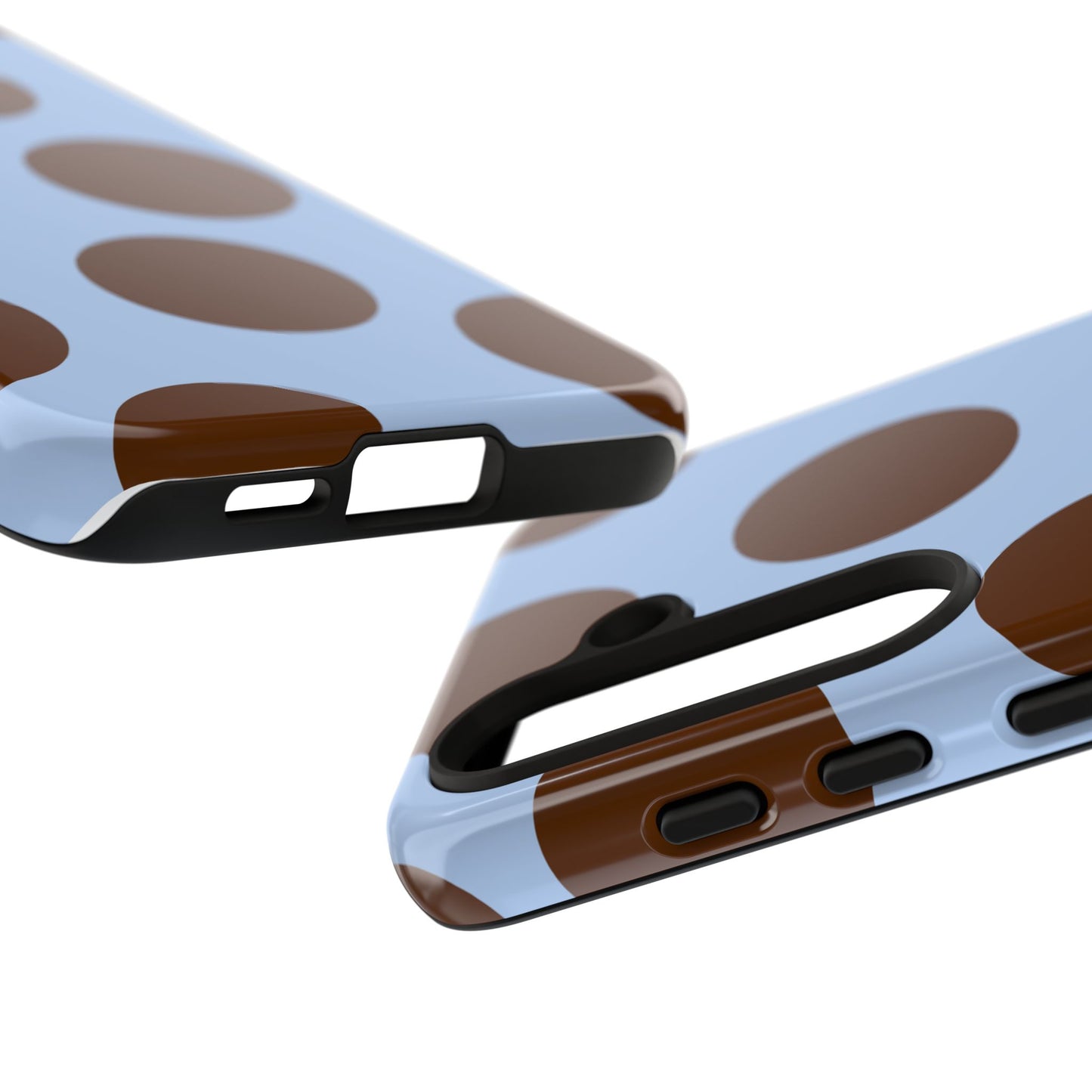 Phone Case - Blue with Brown Polka Dots (Tough Protective Phone Case)