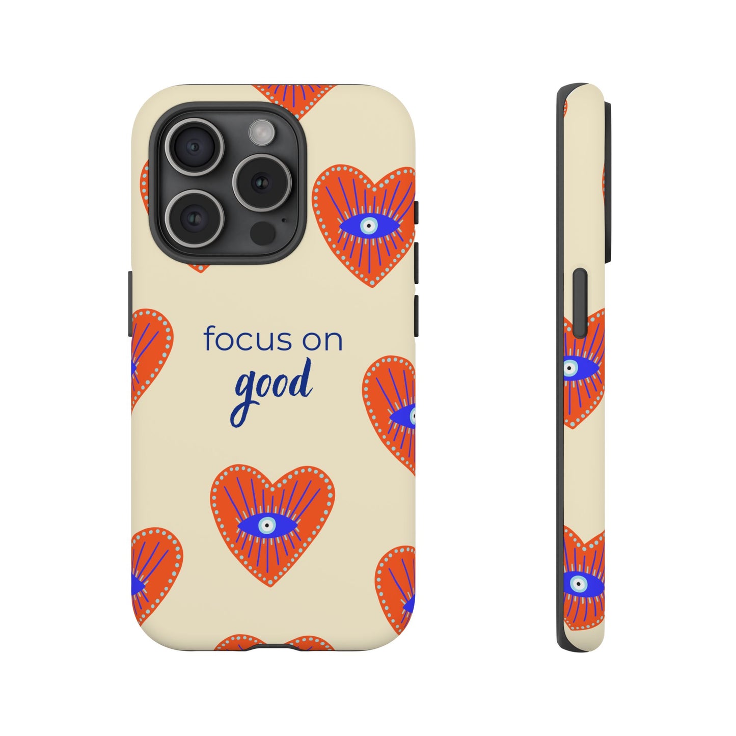 Phone Case — "Focus on Good" Heart Pattern Protective Case