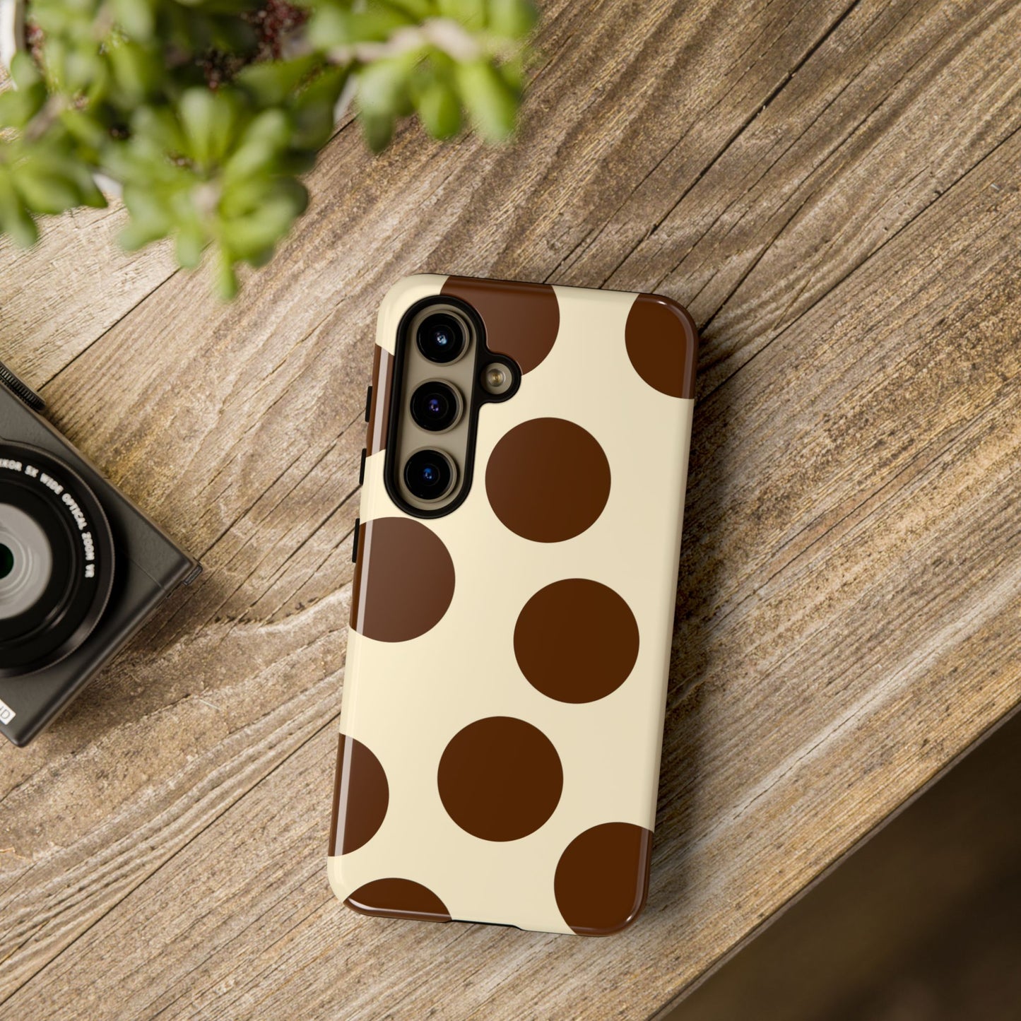 Brown Polka Dot Phone Case — Retro Large Dot Tough Case