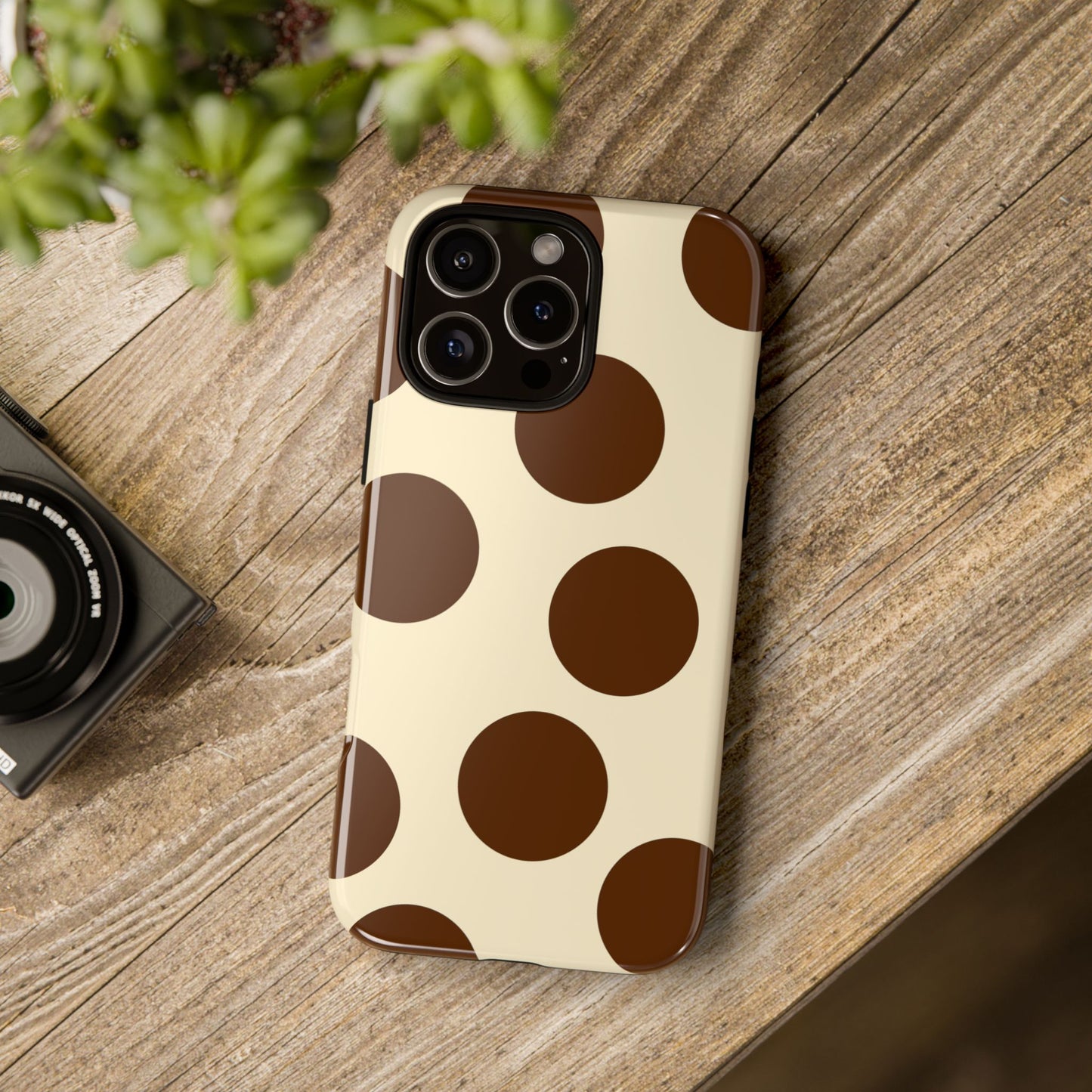 Brown Polka Dot Phone Case — Retro Large Dot Tough Case