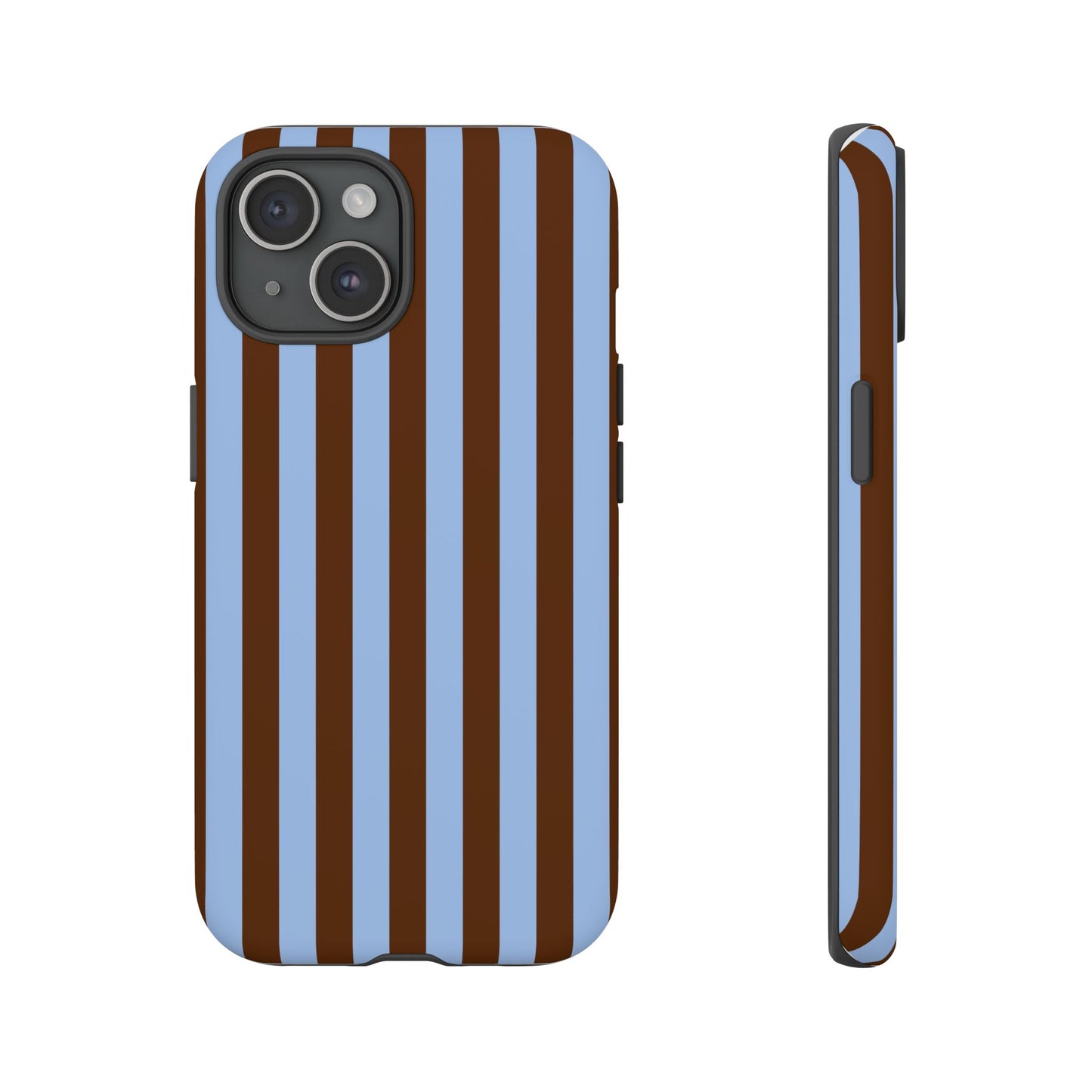 Blue & Brown Vertical Stripe Tough Phone Case — Durable Protective Cover