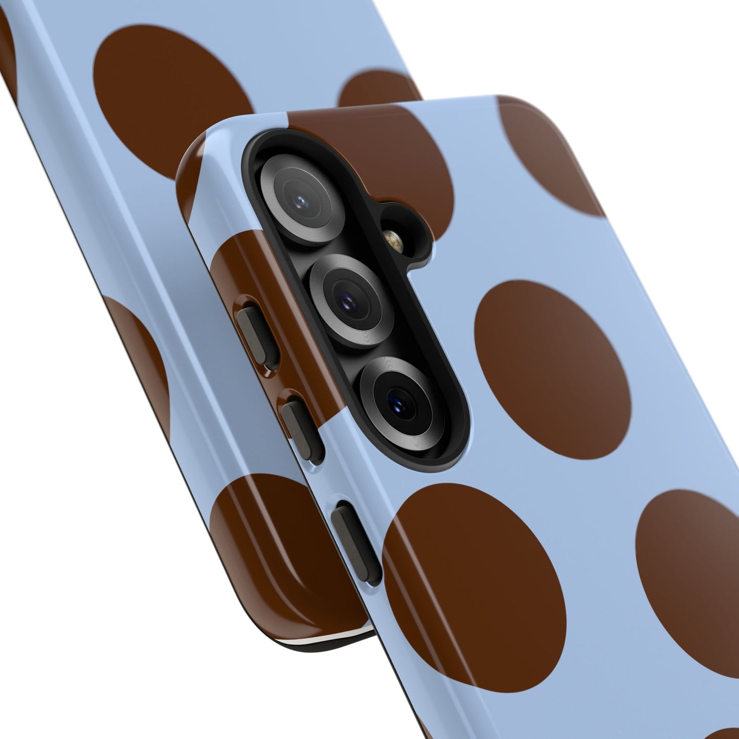Phone Case - Blue with Brown Polka Dots (Tough Protective Phone Case)