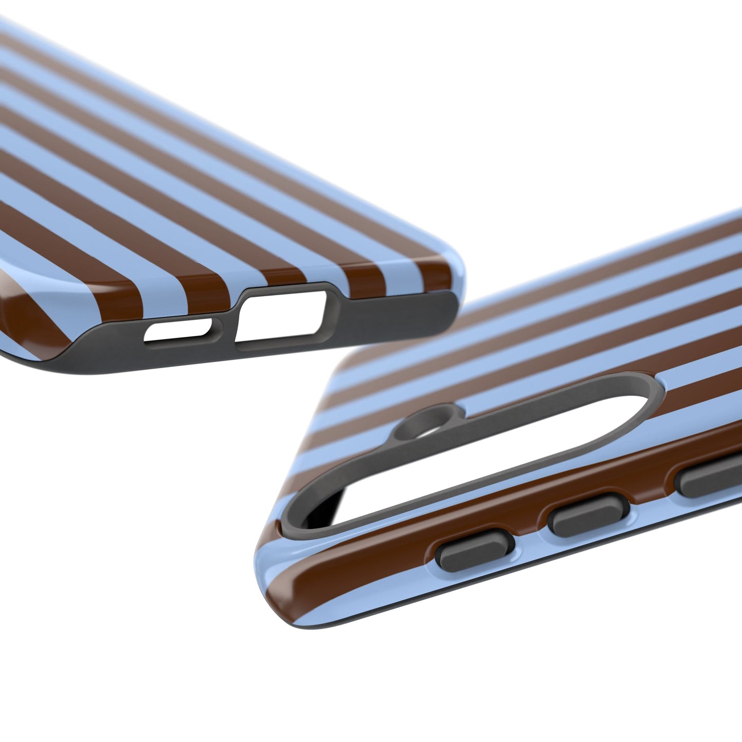 Blue & Brown Vertical Stripe Tough Phone Case — Durable Protective Cover