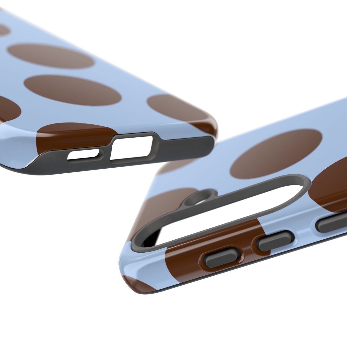 Phone Case - Blue with Brown Polka Dots (Tough Protective Phone Case)